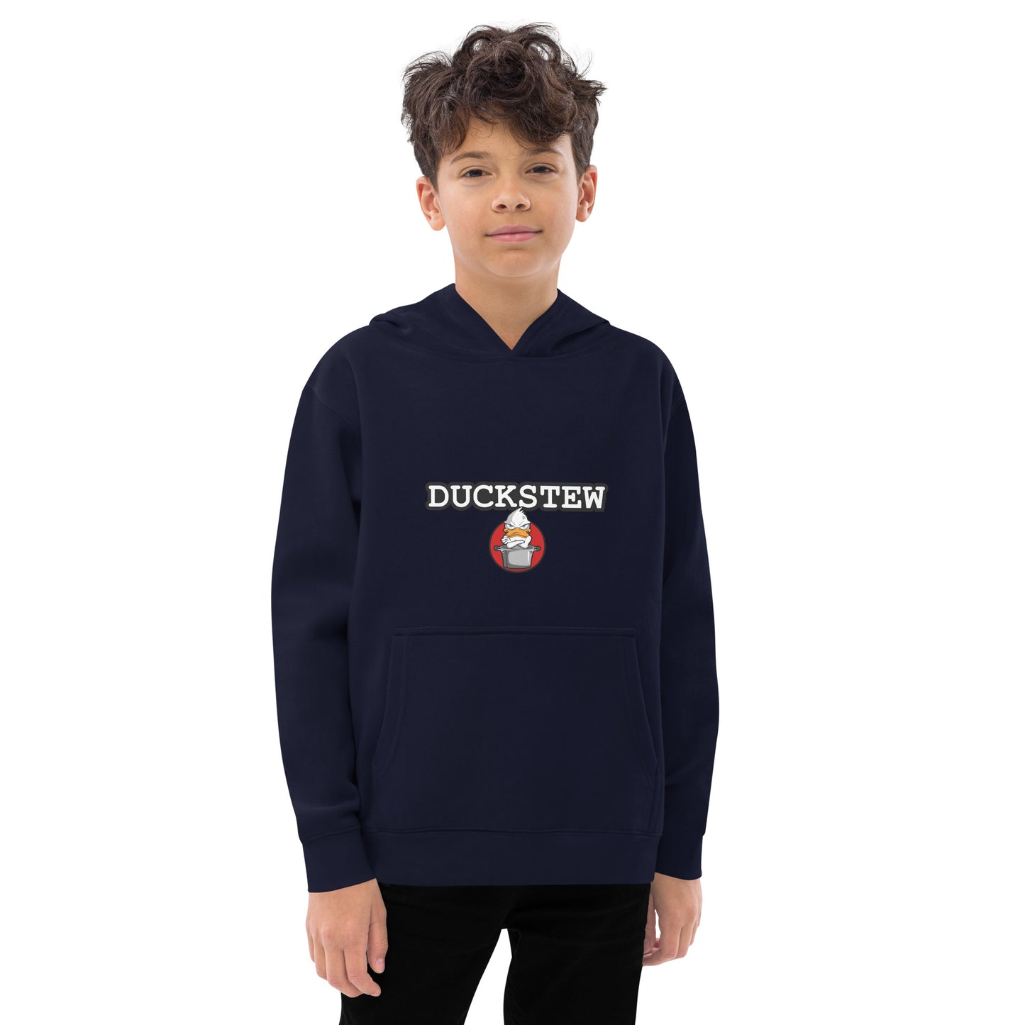 Kids fleece hoodie duckstew and logo