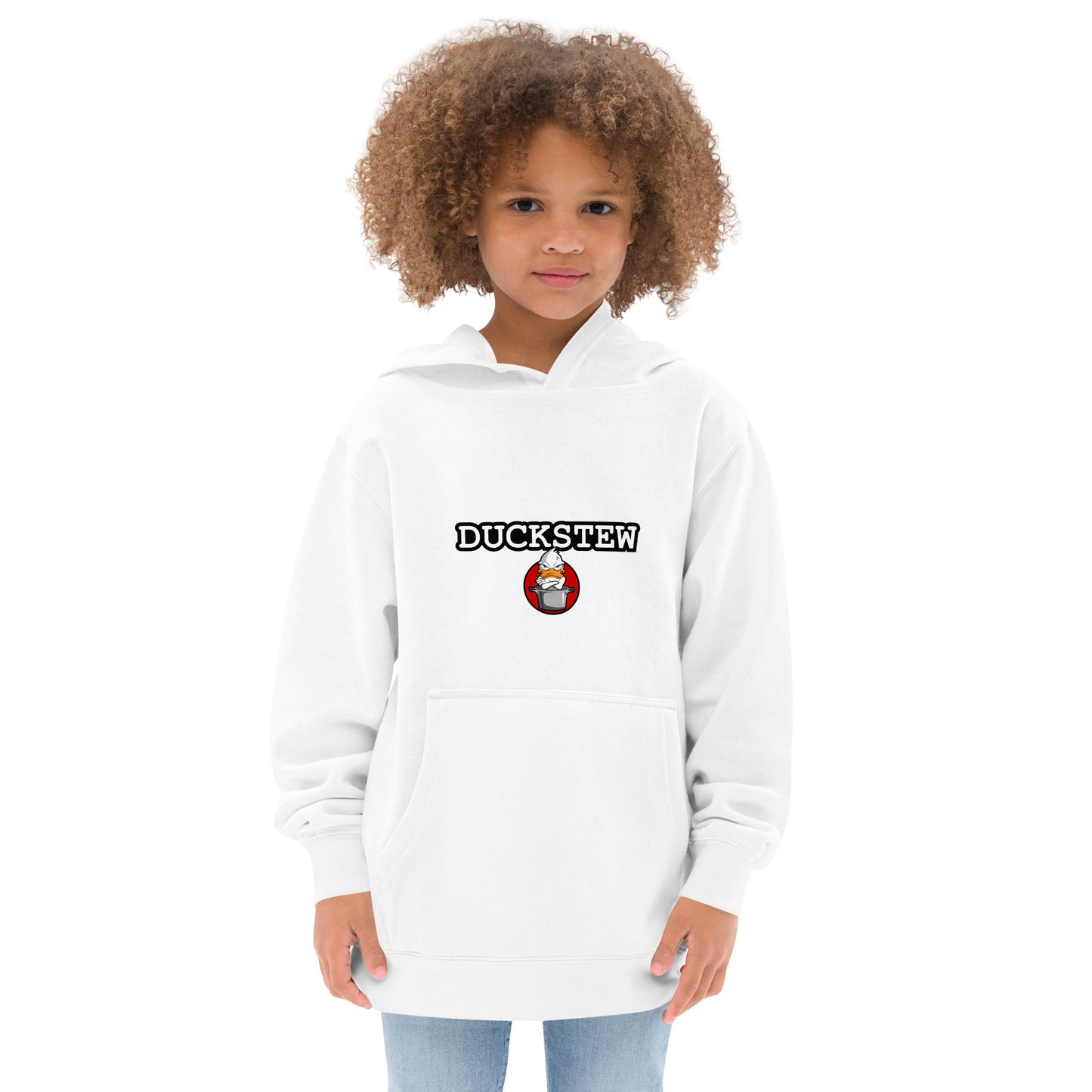 Kids fleece hoodie duckstew and logo