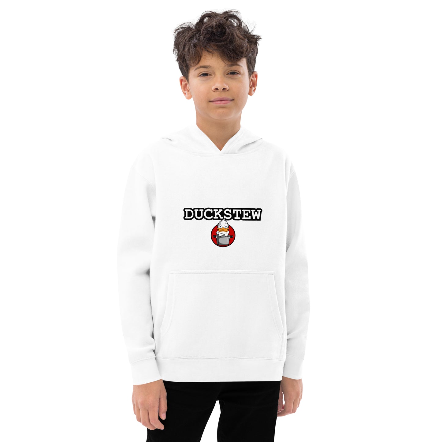 Kids fleece hoodie duckstew and logo