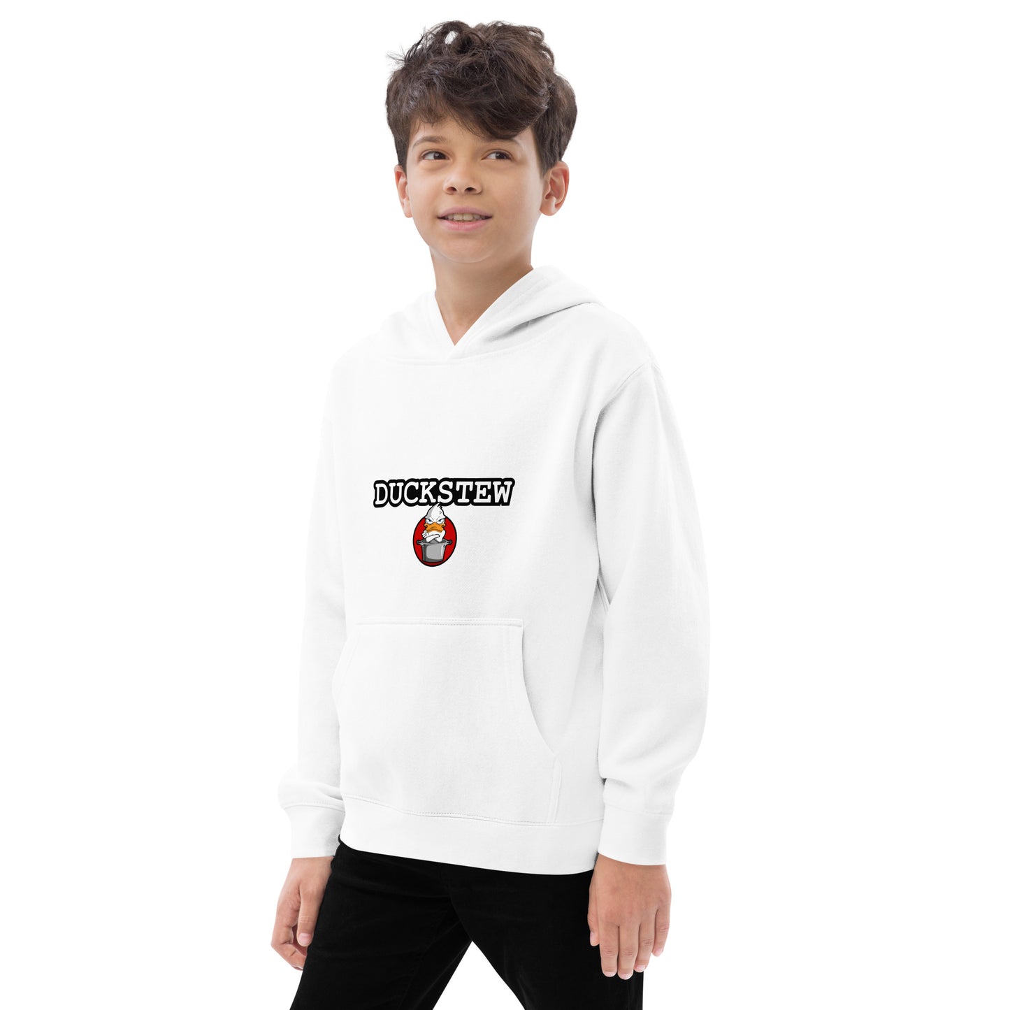 Kids fleece hoodie duckstew and logo