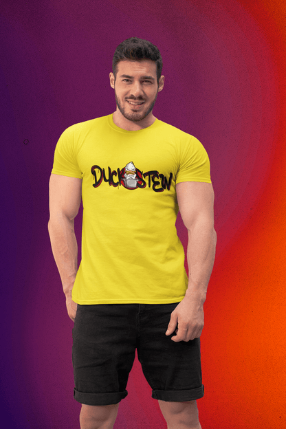 Bright yello T shirt with duckstew