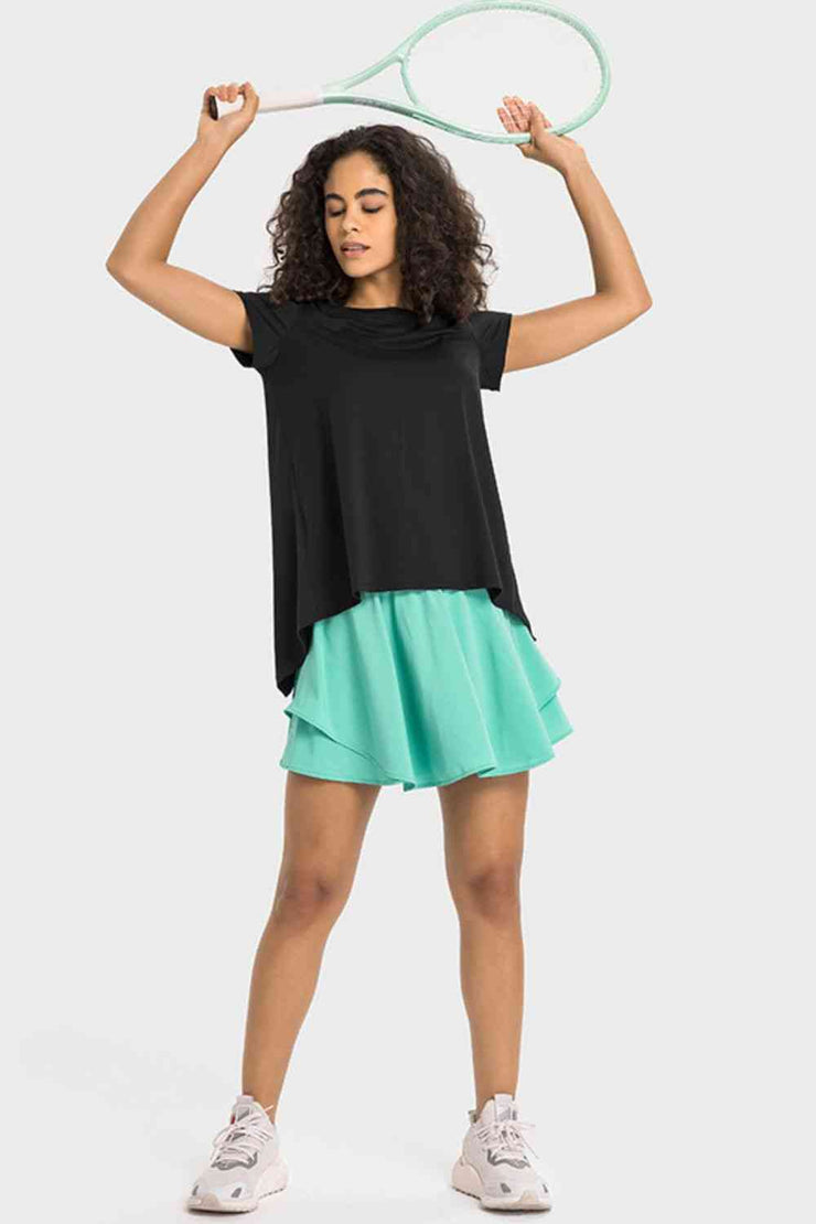 Tie Back Short Sleeve Sports Tee